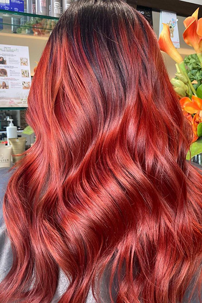 Vibrant red hair colours at Headfirst Salon in Leeds